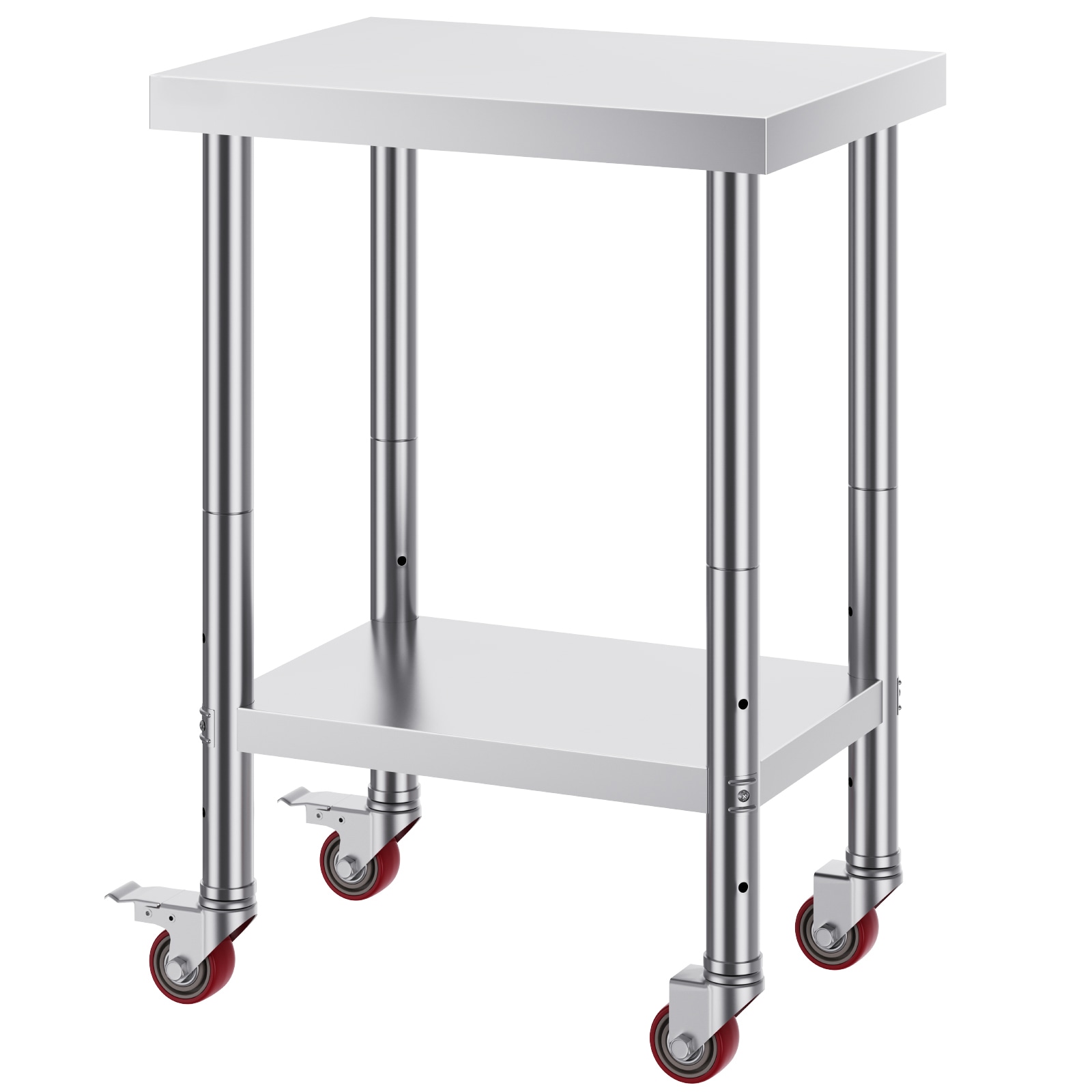 Stainless Steel Kitchen Prep Table With Adjustable Shelf And Wheels_voghion.com